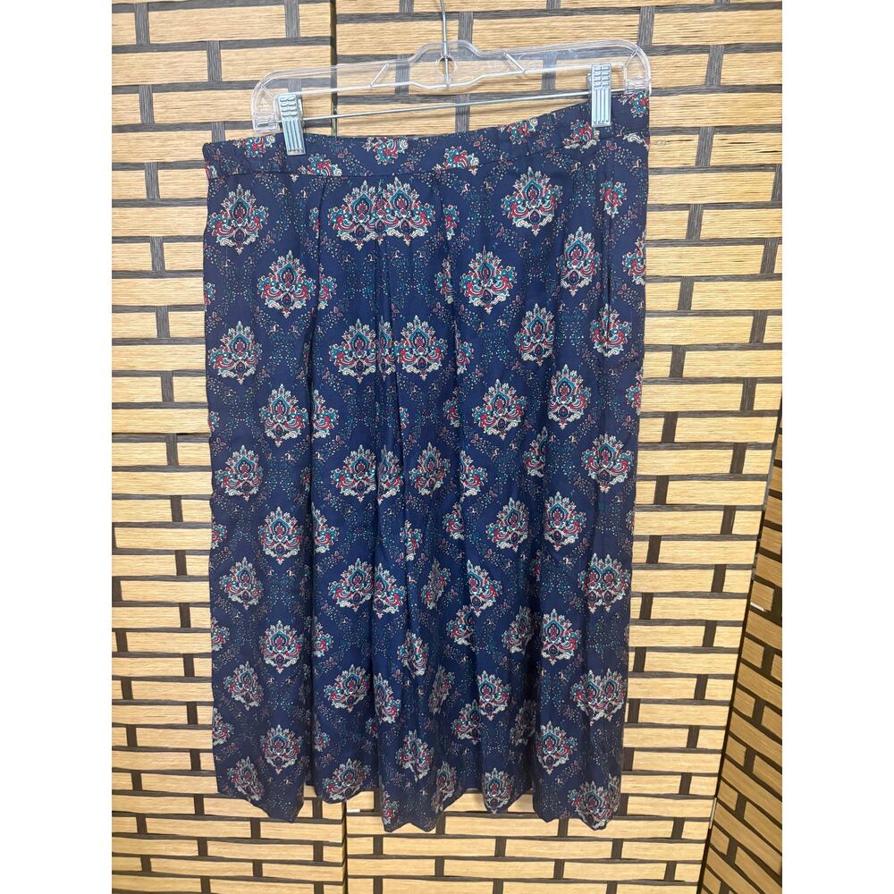 Country Suburbans Navy Midi Pleated Skirt Size 14‎